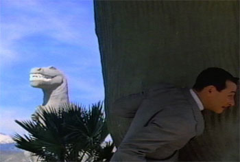Pee Wee with a Tim Burton dinosaur
